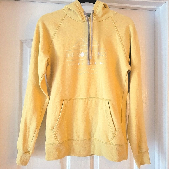 The North Face Tops - The North Face Yellow Hooded Sweatshirt Medium Cotton Polyester Winter Layer